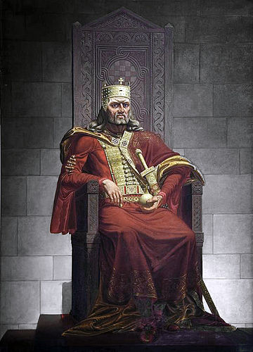 克国历史上首位国王——托米斯拉夫画像。在位期间克罗地亚统一约莫相当于现代的克罗地亚疆域，并将公国建设成强大王国。