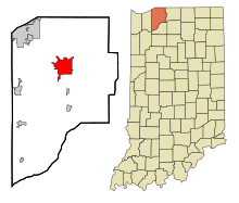 LaPorten piirikunta Indiana Sisällytetyt ja rekisteröimättömät alueet La Porte Highlighted.svg