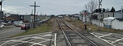 Miniatuur voor Bestand:Lachute (Québec)-Vue vers l'Est de la voie ferrée, à partir de la traverse de la rue Barron-2023-11-10.jpg