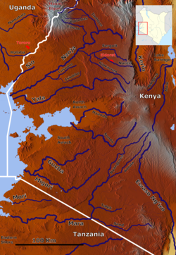 Река Гуча на карте (в центре слева)