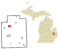 Location of Barnes Lake-Millers Lake CDP within Lapeer County, Michigan