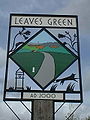 No. 186 Leaves Green shown on the village sign