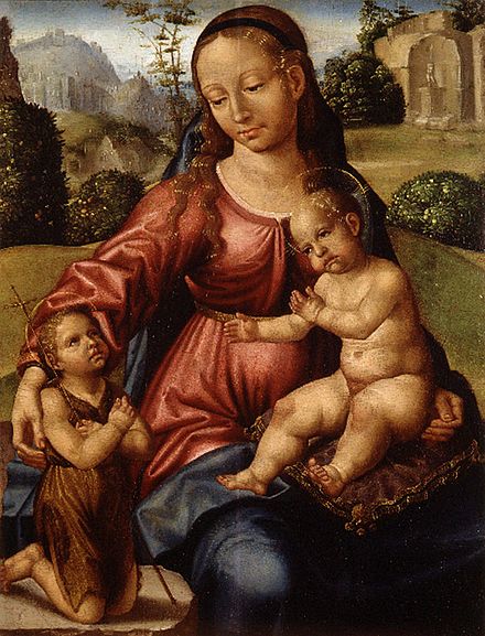 Madonna with child and John the Baptist, painting now in the Museu de Belles Arts de València, c.1510