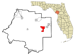 Levy County Florida Incorporated and Unincorporated areas Williston Highlands Highlighted.svg