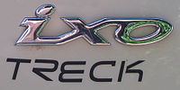 Rear logo of a Ligier IXO Treck