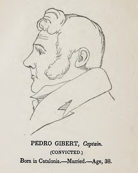 Likeness made of Spanish pirate Pedro Gibert during his trial before the U.S. Circuit Court