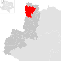 Kommunens läge i distriktet Gmünd