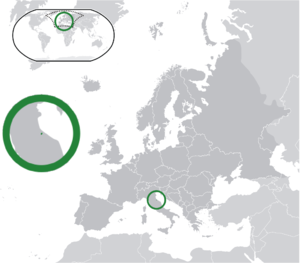 San Marino på kortet over Europa