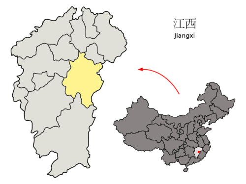 Location of Fuzhou within Jiangxi