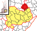 English: Location of Heinävesi in a map of Southern Savonia Suomi: Heinäveden sijainti Etelä-Savon maakuntakartalla