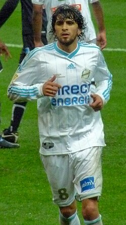 Lucho González Ranskan liigacupin loppuottelussa Marseille–Bordeaux vuonna 2010.