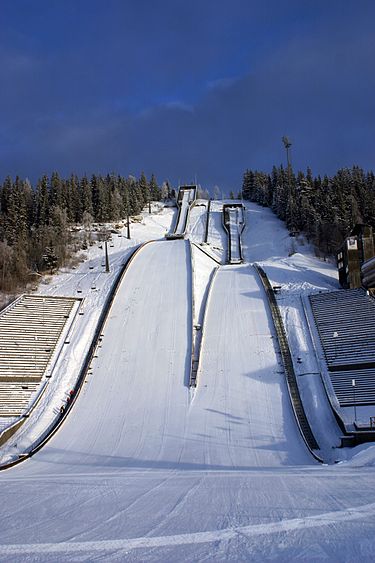 Lysgardsbakkene Ski Jumping Arena hosted the ski jumping, Nordic combined ski jumping, and ceremonies for the 1994 Winter Olympics in Lillehammer. Lysgard.JPG