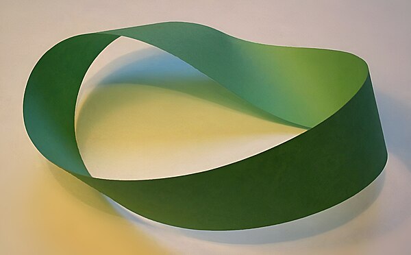 A Möbius strip made with paper and adhesive tape