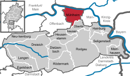 Kaart van Mühlheim am Main