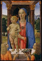 Mадонна с Младенцем и ангелами. Ок. 1503 г. Дерево, масло. Метрополитен-музей, Нью-Йорк