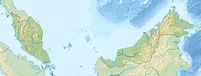 Topographic map of Malaysia; Mount Kinabalu is the highest summit in the country. Malaysia relief location map.jpg
