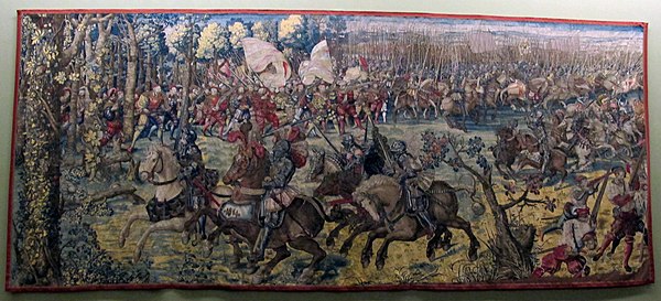 The Battle of Pavia in 1525. Landsknecht mercenaries with arquebus.