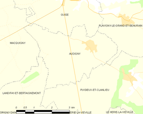 Poziția localității Audigny