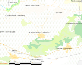 Mapa obce Montbrun-des-Corbières