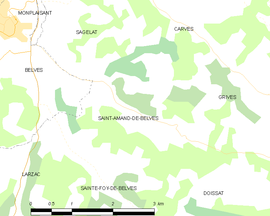 Mapa obce Saint-Amand-de-Belvès