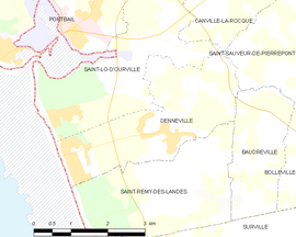 Mapa obce Denneville