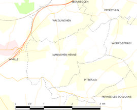 Mapa obce Maninghen-Henne