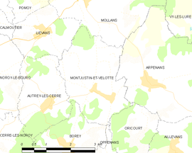 Mapa obce Montjustin-et-Velotte