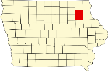 Location of Fayette County in Iowa Map of Iowa highlighting Fayette County.svg