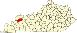 Locatie van Webster County in Kentucky