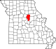 Un mapa del estado que destaca el condado de Boone en la parte media del estado.