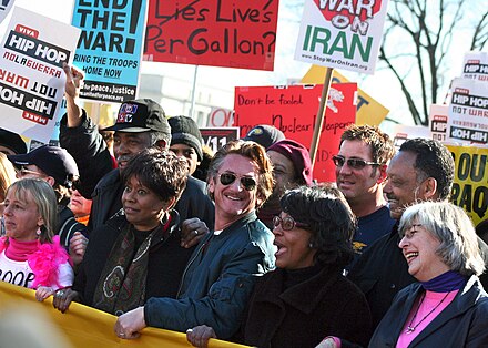 Penn at an anti-war rally in Washington, D.C. on January 27, 2007