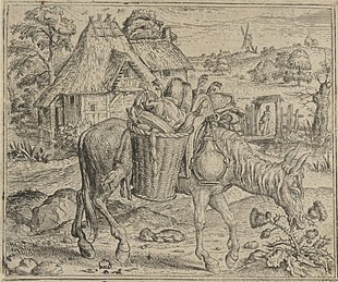 Marcus Gheeraerts the Elder, illustration from De warachtighe fabulen der dieren, 1567 Marcus Gheeraerts I - The ass eating thistles.jpg