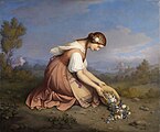 Kneeling girl, pouring out a basket of flowers, 1841