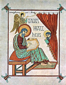 Portrait d'évangéliste avec son symbole : saint Matthieu, f.25v.