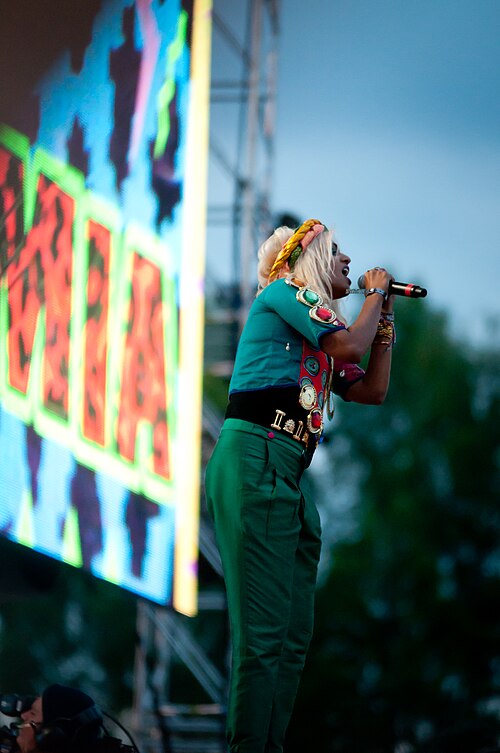 M.I.A. performing at Peace & Love during the Maya Tour, 2011 following the release of her Vicki Leekx mixtape