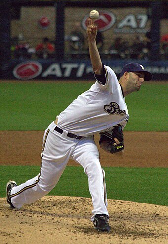 Fiers pitching for the Milwaukee Brewers in 2012.