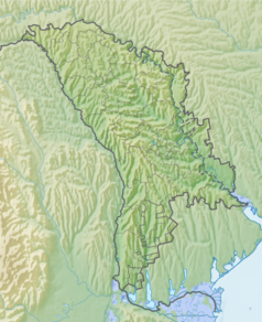 Mapa konturowa Mołdawii, na dole znajduje się punkt z opisem „miejsce bitwy”