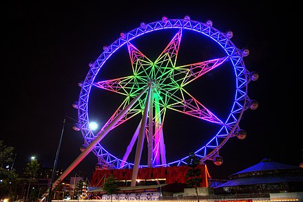 Melbourne Star lit up at night