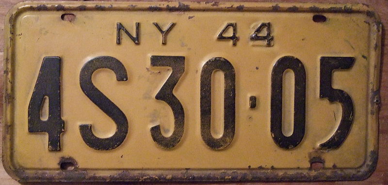 File:NEW YORK 1944 LICENSE PLATE overstamped 1942 plate - Flickr - woody1778a.jpg