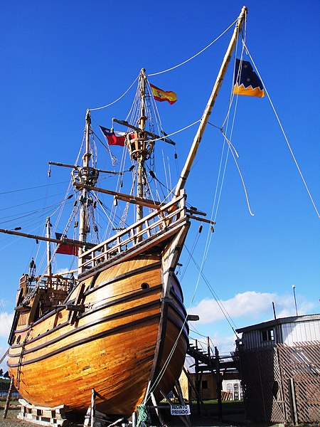 A replica of Nao Victoria, in 1522 the first ship to circumnavigate the globe and the only Magellan ship to return