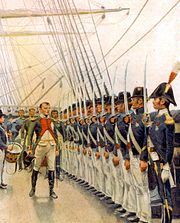 Napoleon inspecting the fleet of Cherbourg in May 1811 (by Rougeron and Vignerot) Napoleon inspectant l'escadre de Cherbourg en mai 1811 - Rougeron et Vignerot.jpg