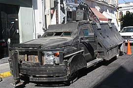 "Monsturo 2010", a narco tank based on a Ford F-350 with a turret captured by Mexican Authorities in Jalisco