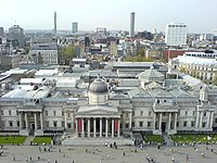 National Gallery from atop Nelson's Column, Trafalgar Square, London - geograph.org.uk - 287253.jpg