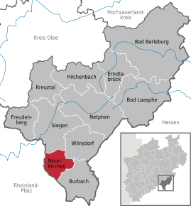 Poziția comunei Neunkirchen pe harta districtului Siegen-Wittgenstein