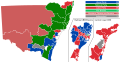 A map of the results of the 2019 New South Wales state election, showing winning party by electoral district.