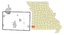 Newton County Missouri Incorporated ve Unincorporated alanlar Fairview Highlighted.svg