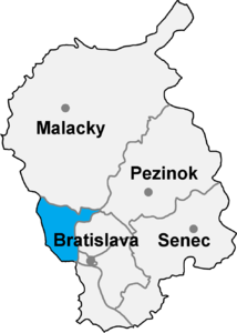 Poloha okresu Bratislava IV v Bratislavskom kraji (klikacia mapa)