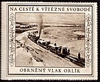 Obrněný vlak Orlík na dobročinné nálepce (Pestrý týden 1932)