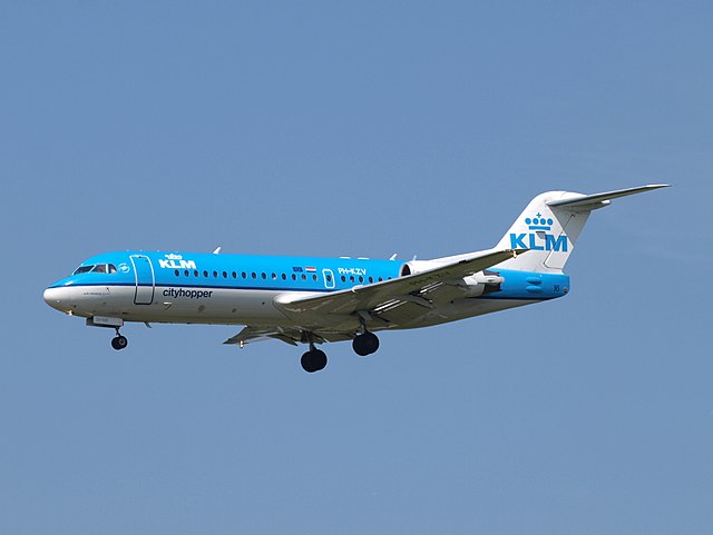 A KLM Cityhopper Fokker 70 in the livery replaced in 2014