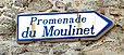Panneau Michelin situé à la sortie de la Place Jules Boutin vers la promenade des Alliés à Dinard, et indiquant la Promenade du Moulinet.